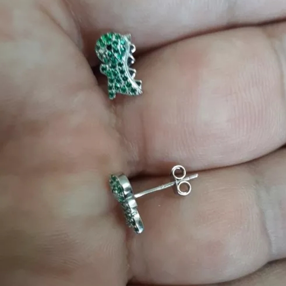 🦖 Dinosaur r Sterling Silver Cubic Zirconia Pave Stud Stacking - Picture 10 of 10
